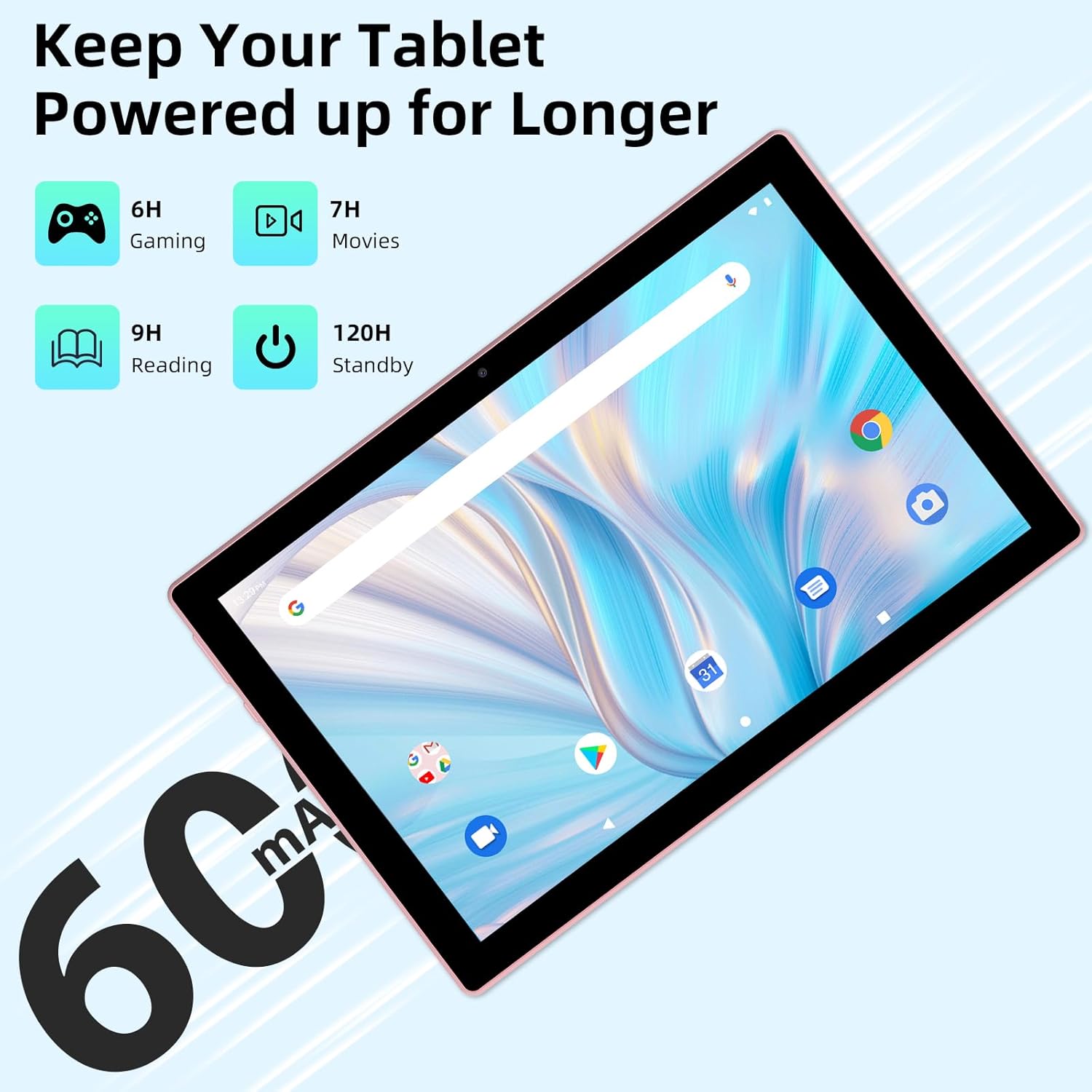 Tableta 2 en 1 con funda para teclado, mouse y lápiz capacitivo, 10 pulgadas Tablet Android 11.0 Tablets PC Set, 4GB RAM+64GB ROM Tableta