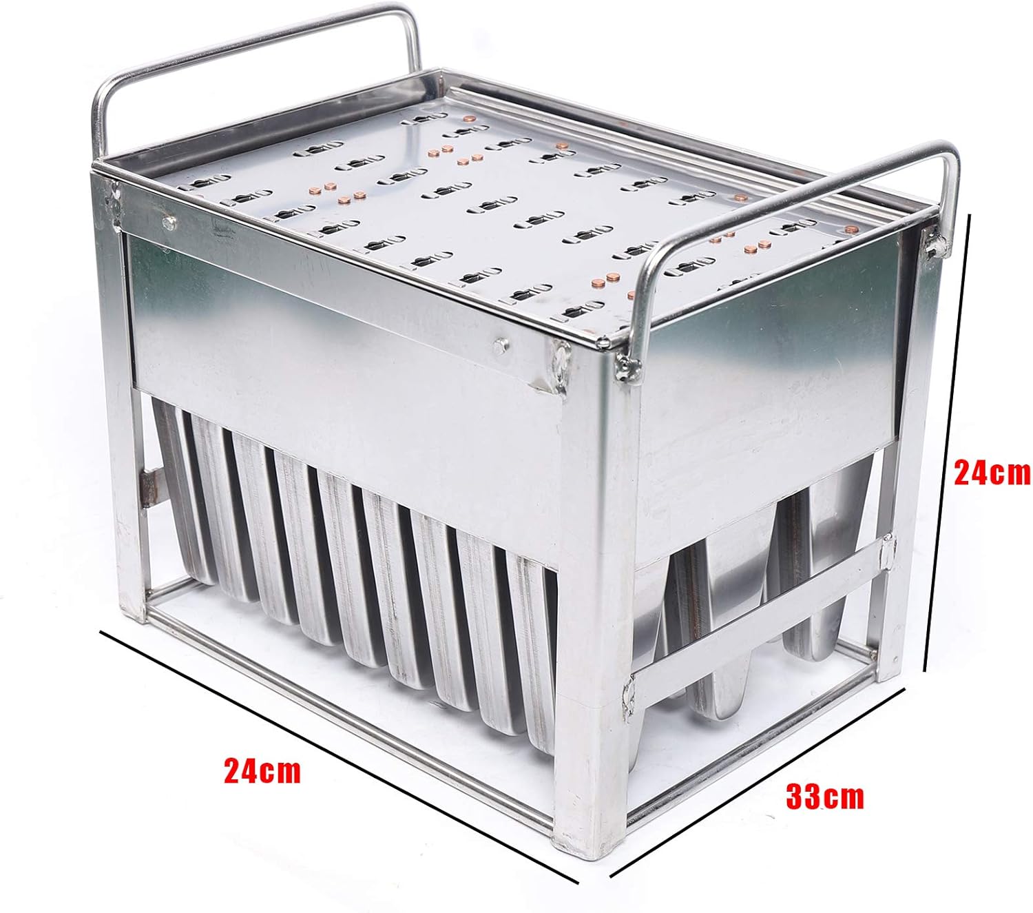 PIOJNYEN Moldes de paletas de acero inoxidable, 30 moldes para paletas de hielo, hechos a mano, con soporte para palillos, para hacer paletas de