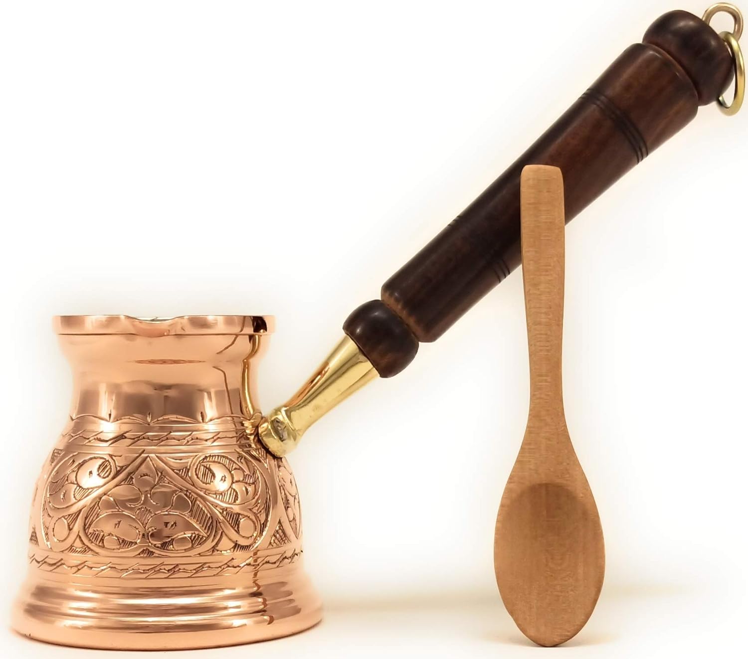 DEDE Copper – Serie IST (mediano-9.6 fl.oz) – Cafetera árabe griega turca grabada de cobre macizo más grueso, cafetera para estufa, Cezve, Jezve,