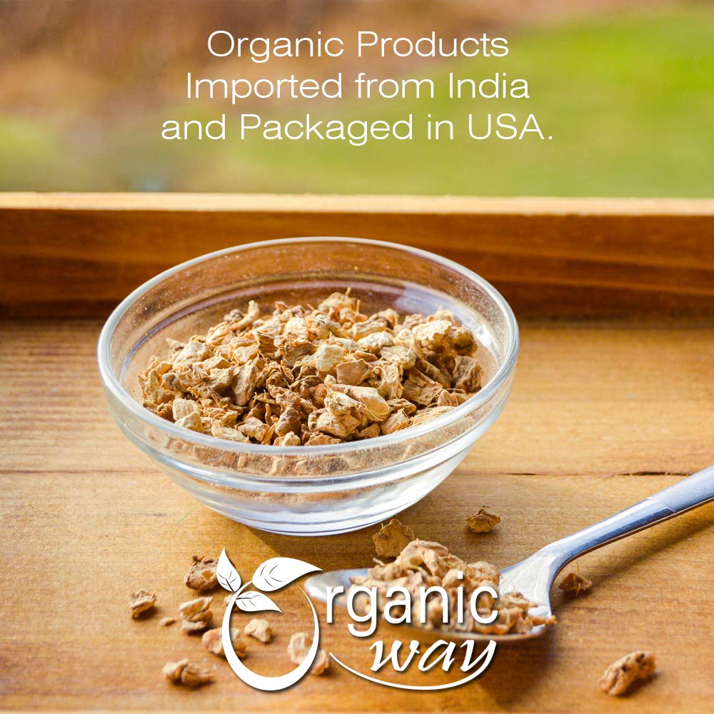 Organic Way Corte y tamizado de raíz de jengibre (Zingiber officinale) – Té de hierbas  Certificado Kosher y USDA  Vegano, sin OMG y sin gluten