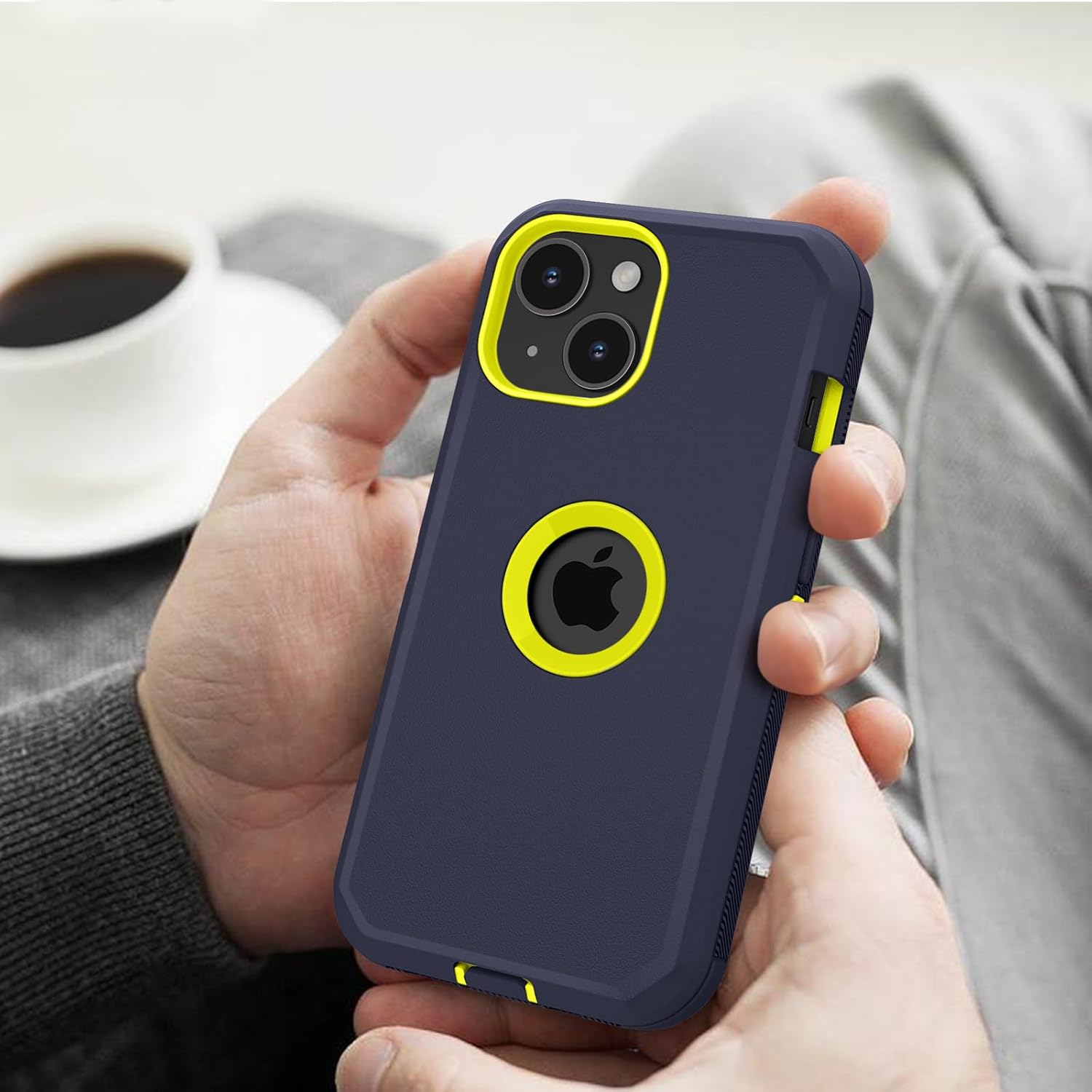 Jiunai Funda para iPhone 15, resistente, protección militar contra caídas, 2 en 1, sin pantalla, de doble capa, a prueba de golpes, resistente, a