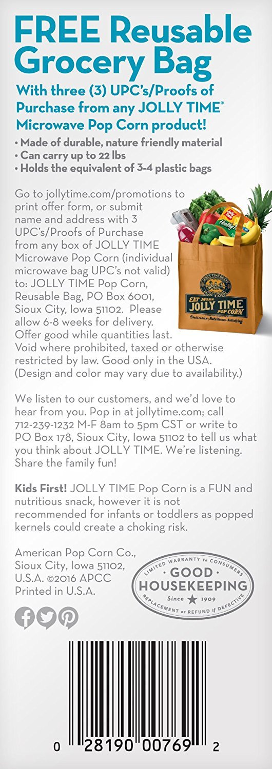 Jolly Time Simply Popped, Original con mantequilla y sal marina (paquete de 2) cajas de 6 unidades