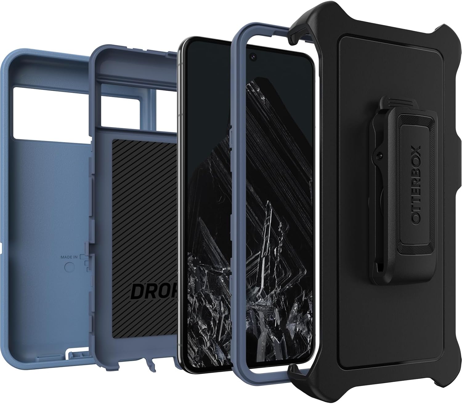 OtterBox Funda para Google Pixel 8 Pro Defender Series, color azul bebé, resistente y duradera, con protección de puerto, incluye soporte de clip