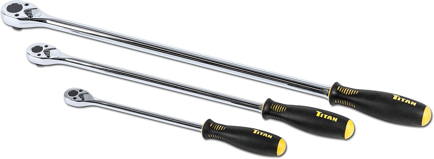 Titan 11360 – Juego de trinquete de cabeza delgada de 3 piezas de 36 dientes, extra largo y bajo perfil