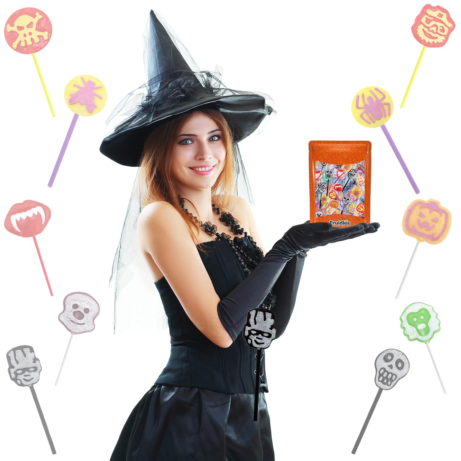 Caramelos de paletas de tatuajes de Halloween, paquete variado, ideal para rellenos de bolsas de fiesta, envueltos individualmente (5 libras)
