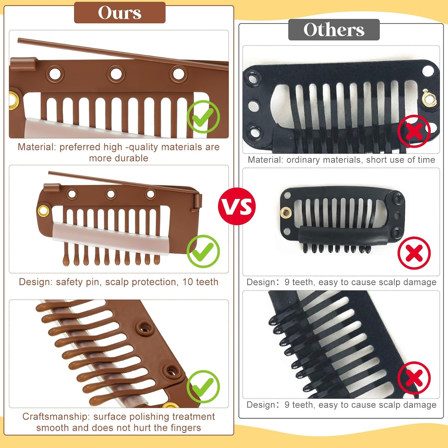 20 clips Chunni con pasadores de seguridad, 10 dientes, clips de peluca, clip de agarre Dupatta fuerte, clips de ajuste de cabello planos para