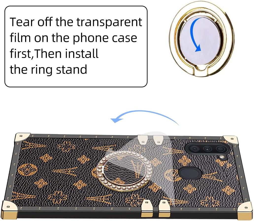 Funda cuadrada antideslizante a prueba de golpes de TPU de protección completa retro elegante de lujo con función atril para Samsung Galaxy A11