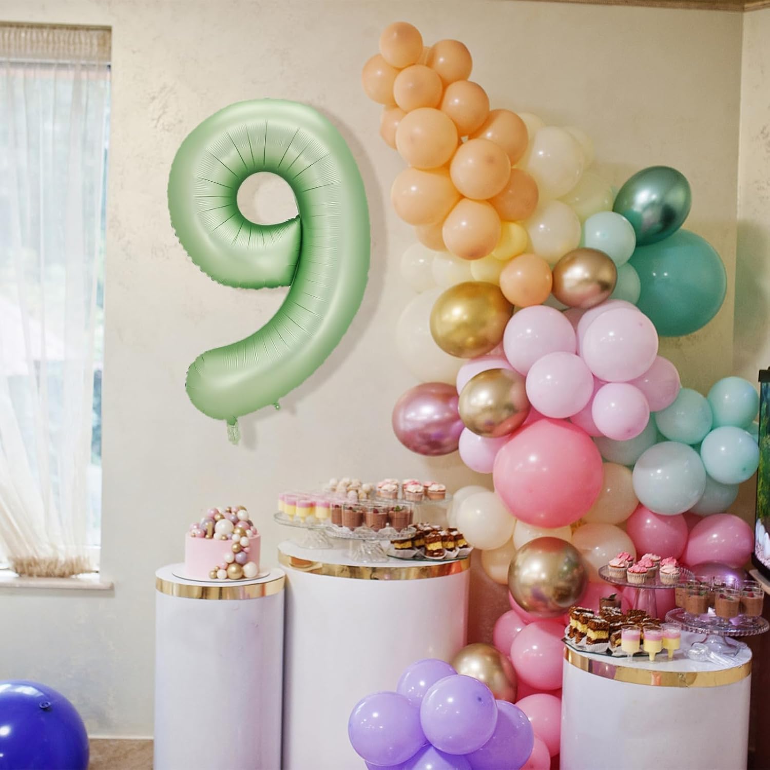 Globo verde claro del número 9, tamaño grande, 40 pulgadas, de papel de aluminio de Mylar gigante, globos de helio verde brillante para fiestas de