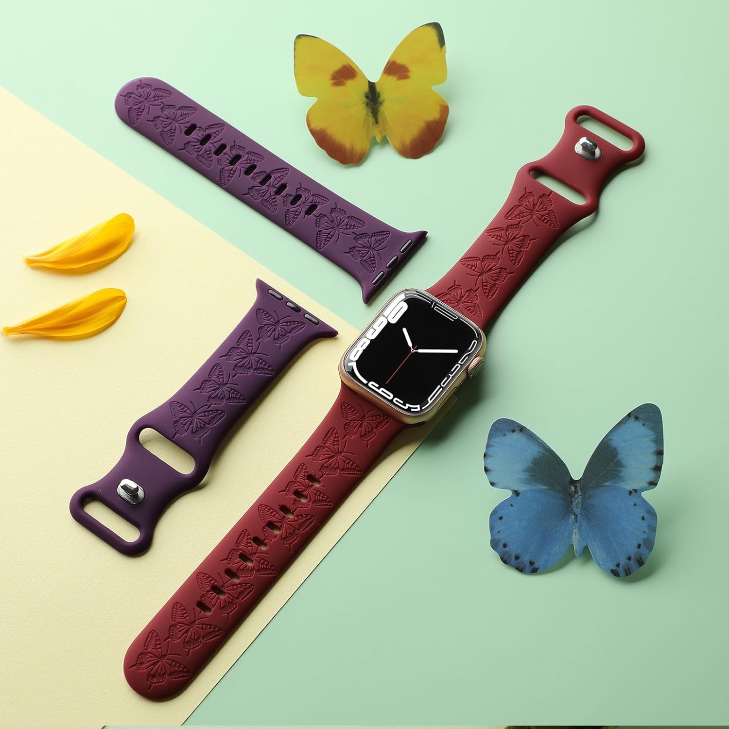 Paquete de 2 bonitas correas grabadas compatibles con Apple Watch de 1.496 in 1.575 in 1.614 in 1.732 in 1.772 in 1.654 in 1.929 in, correa de