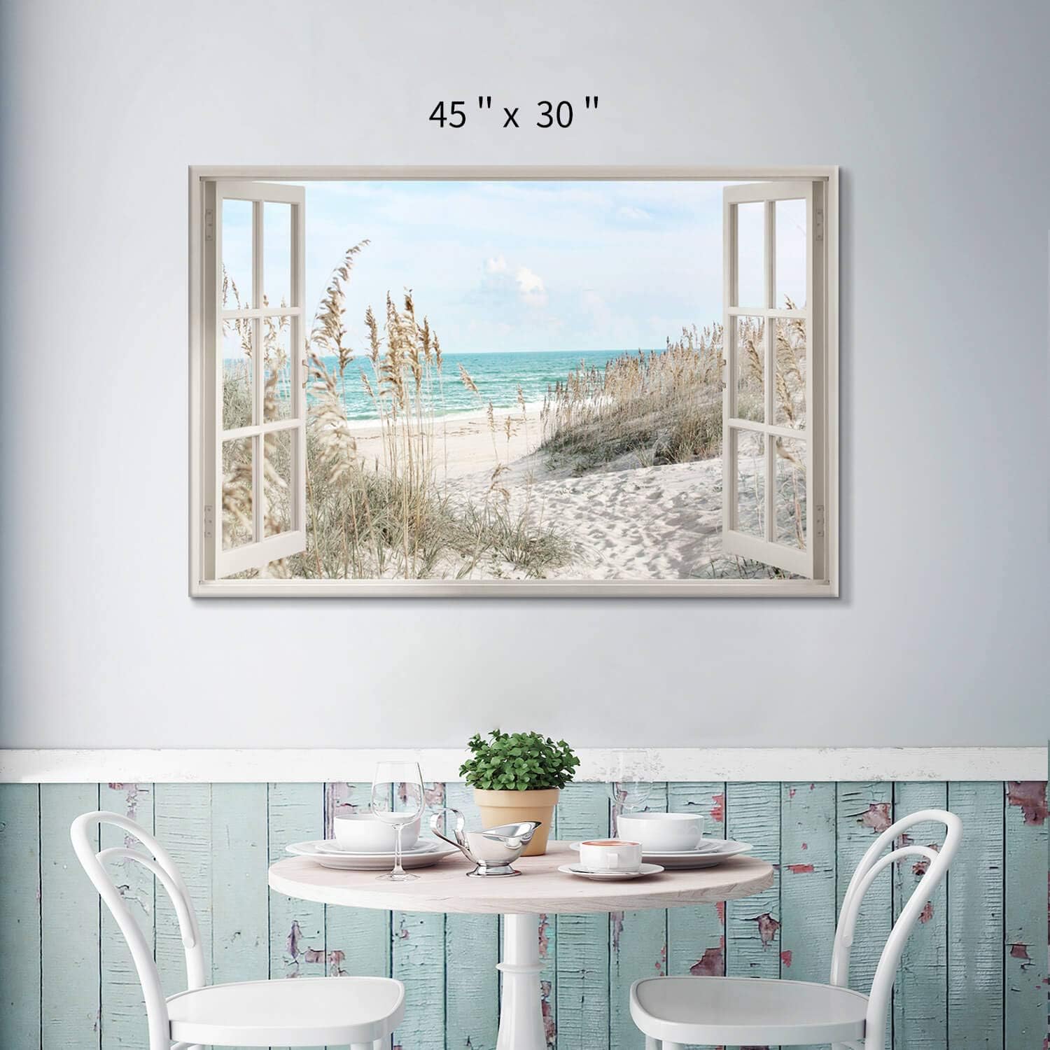 Cuadro costero – Arte de pared de playa obra de arte de playa temática de playa, paisaje marino, impresiones en lienzo para dormitorio (45 x 30 x 1
