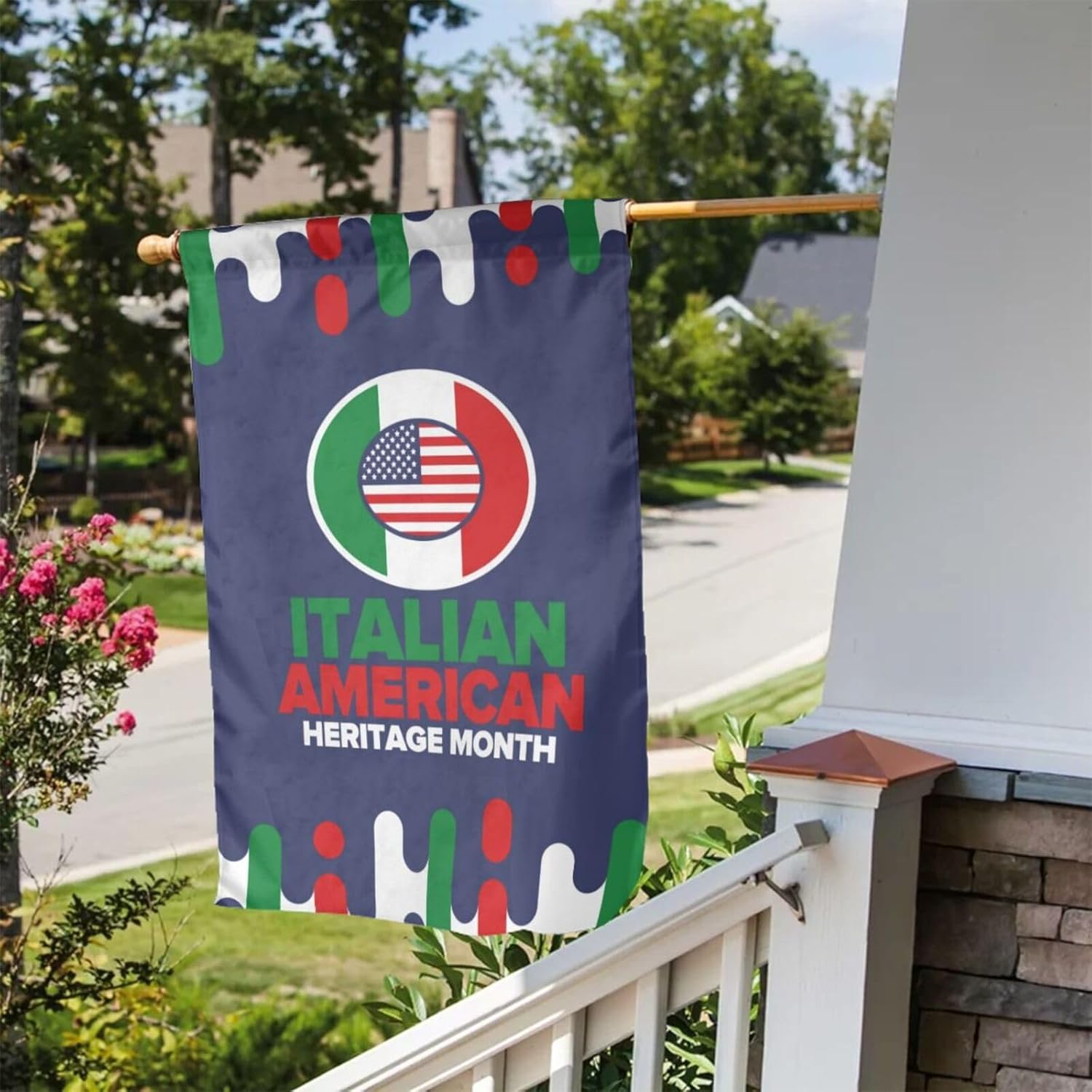 Banderas del mes del patrimonio italiano americano, bandera de jardín de doble cara para decoración al aire libre para casa, boda, vacaciones, 12 x