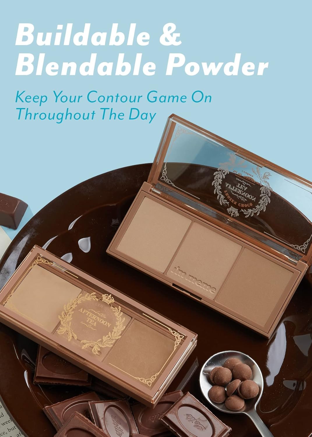 I’m Meme Paleta  Contorno de té de la tarde  Choco congelado, paleta bronceadora para cara y mejillas, bronceador en polvo mate, maquillaje natural,