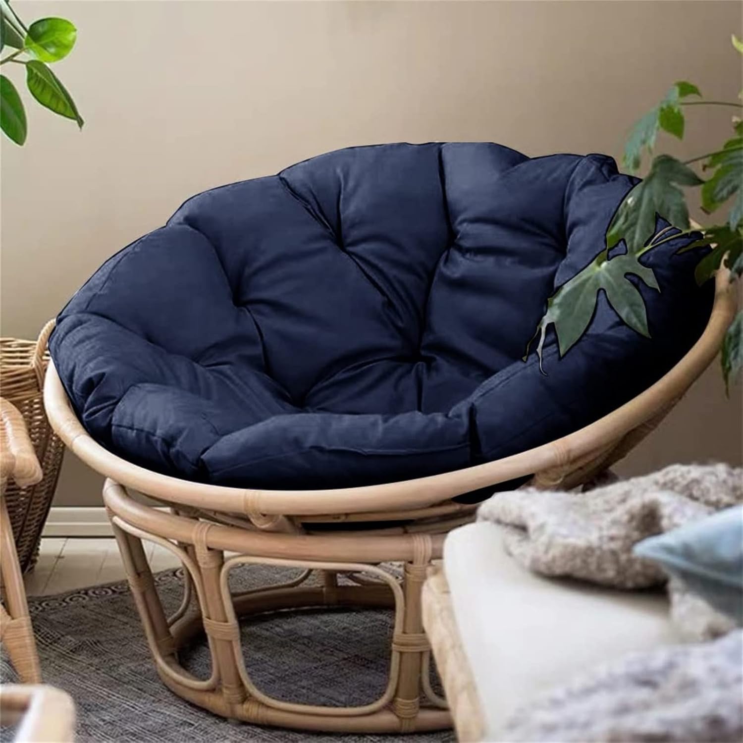 Cojines para silla redonda de hongos resistentes al agua, cojín de repuesto para silla Papasan de gran tamaño, cojín de asiento de bambú, suave,