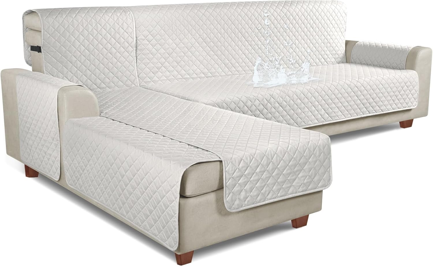 KinCam Fundas de sofá modulares 100% impermeables, fundas reversibles en forma de L, 3 piezas, fundas de sofá para tumbonas seccionales, para