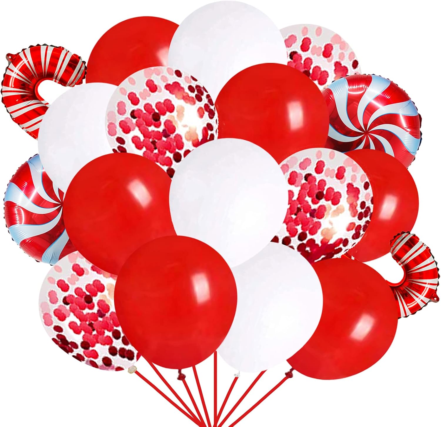 Kit de guirnalda de globos de bastón de caramelo de Navidad de 115 piezas para decoraciones de Navidad, globos de látex blanco y rojo con bastón de