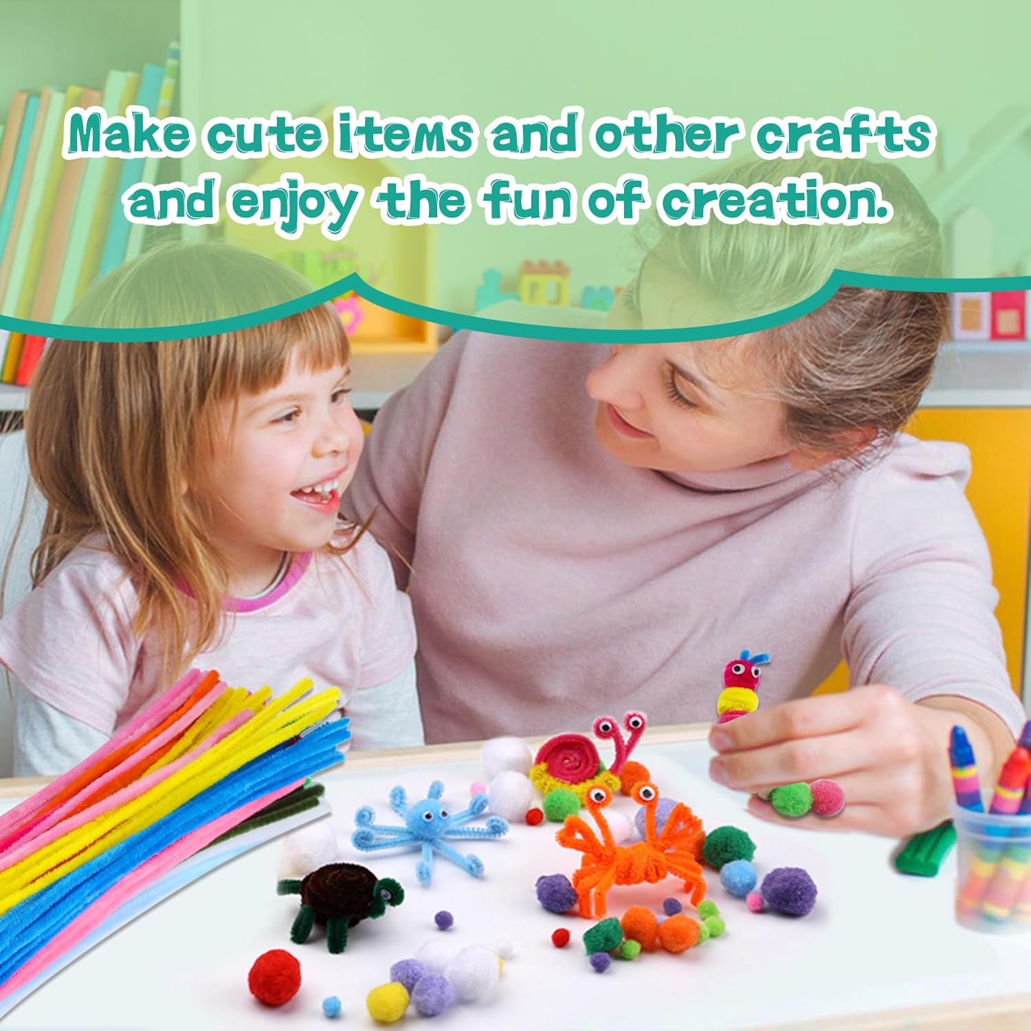 Zlulary Artes y manualidades para niños, limpiadores de pipas, suministros de manualidades, limpiador de tuberías, kit de arte y manualidades con