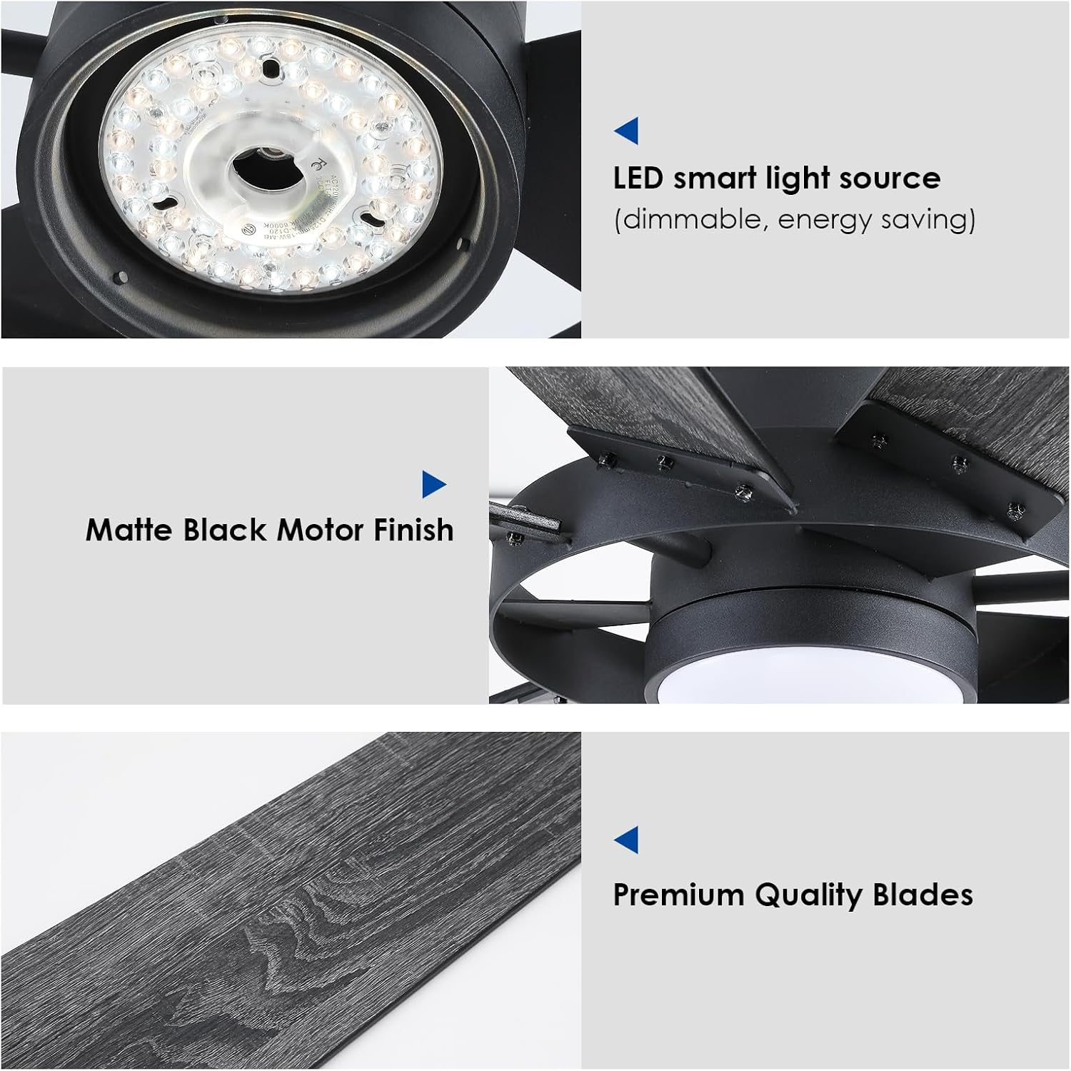 Dannilong Ventiladores de techo de 72 pulgadas con luces, ventilador de techo grande para interiores y exteriores con control remoto, motor