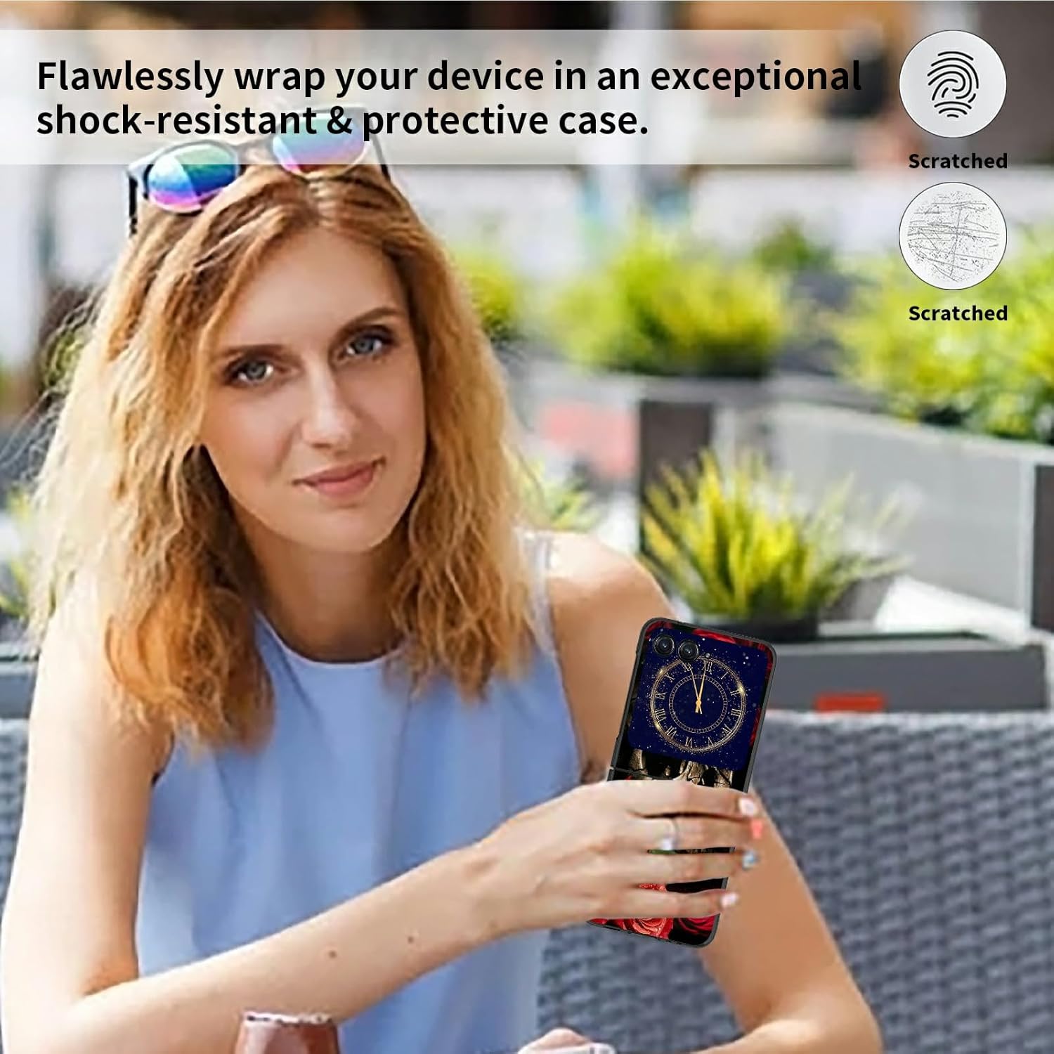 Rossy Funda para Motorola Razr Plus 2023 para Moto Razr+ 2023 con patrón de calavera de rosa roja para mujeres y hombres, ultra delgada, ligera, de