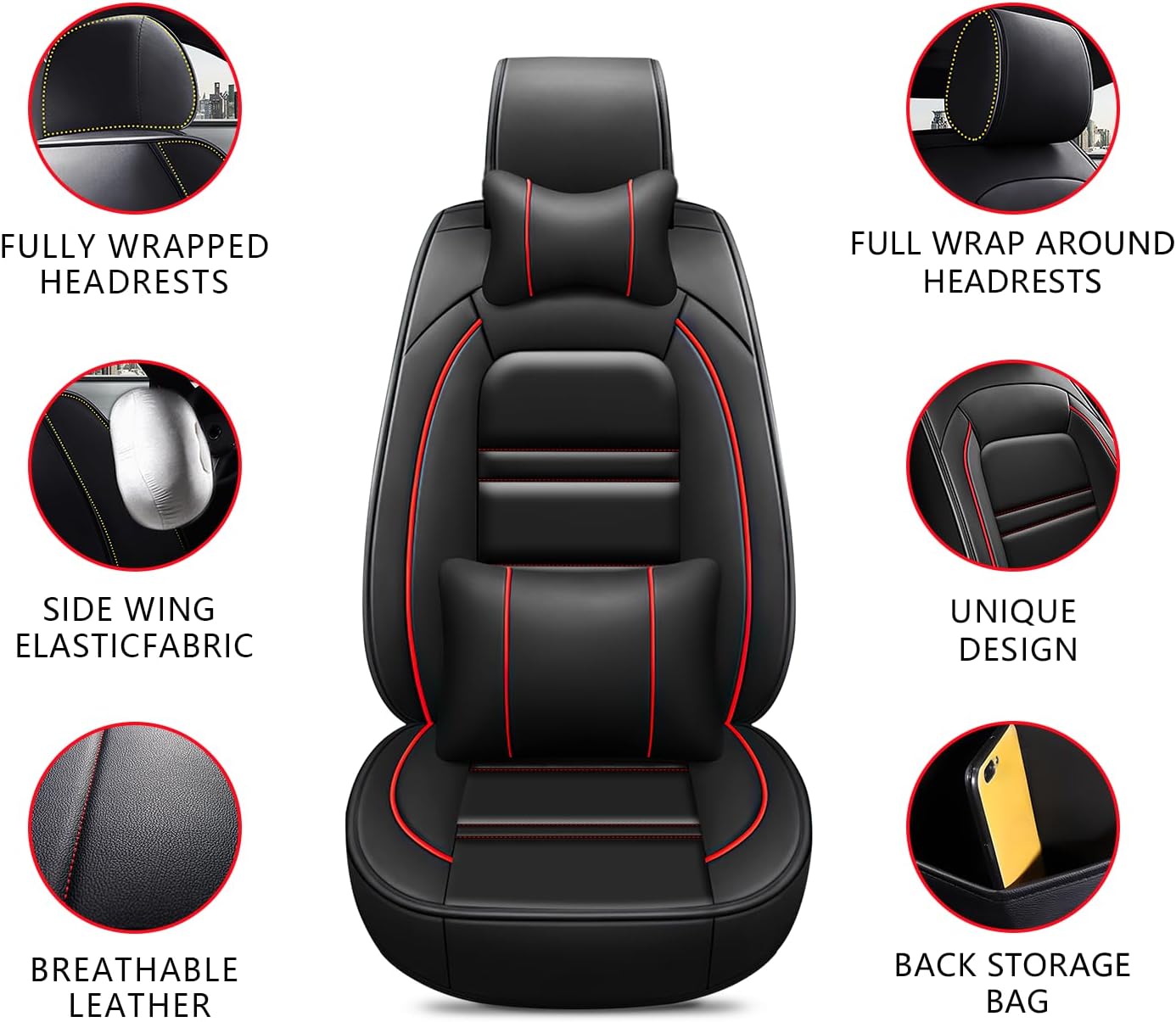 Fundas de asiento de automóvil para Dodge Charger 2006-2023, fundas de cuero de 5 asientos, fundas de asiento delantero y trasero, resistentes al