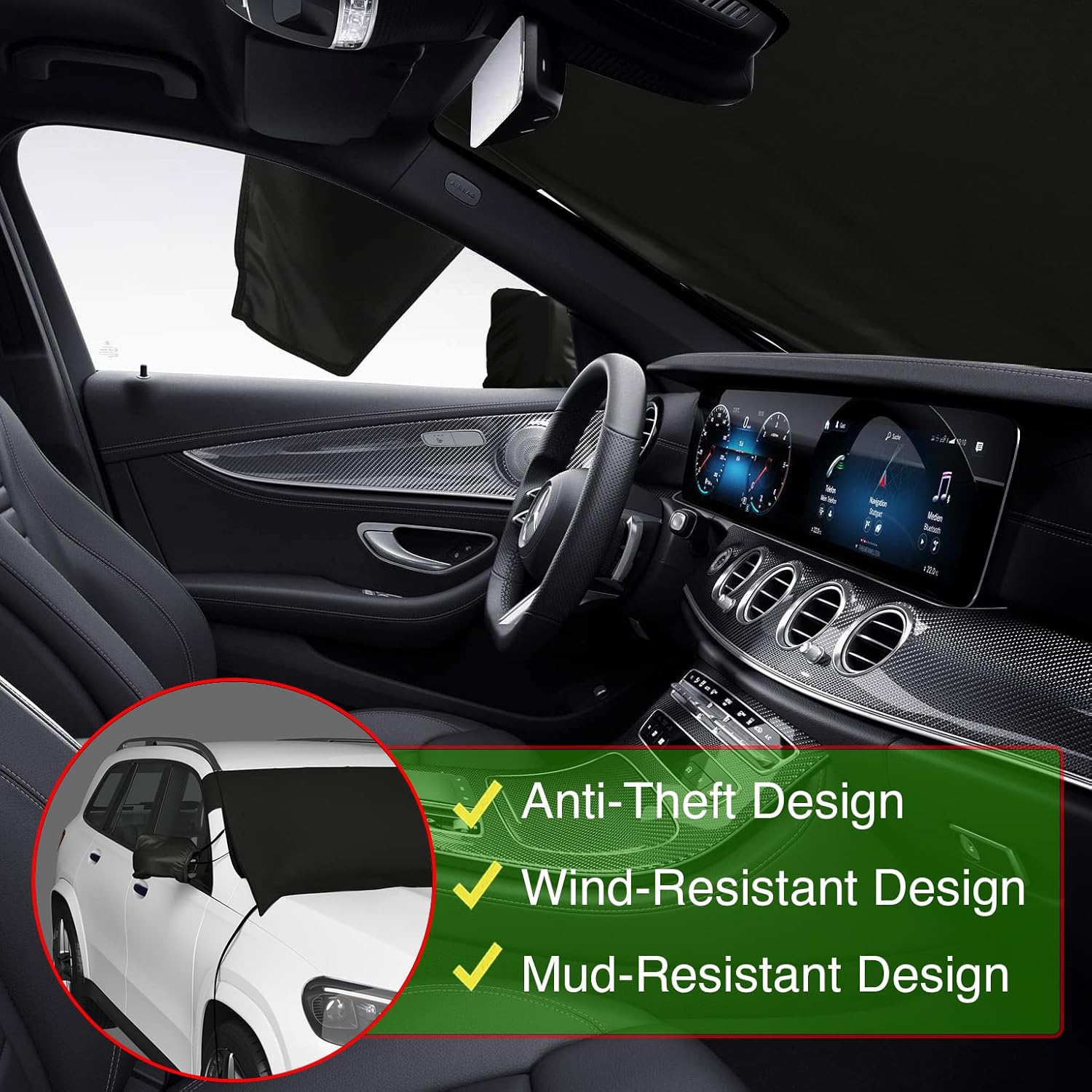 Autotech Park Cubierta de nieve de ajuste personalizado compatible con camioneta Chrysler Pacifica 2017-2021, cubierta para parabrisas viene con