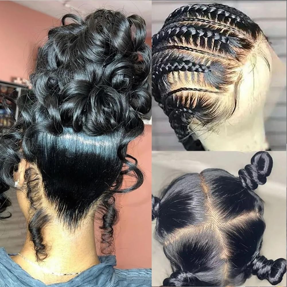 ghotool Pelucas de cabello humano con encaje frontal 360 de densidad del 200 %, pelucas de cabello humano ondulado con encaje frontal HD para