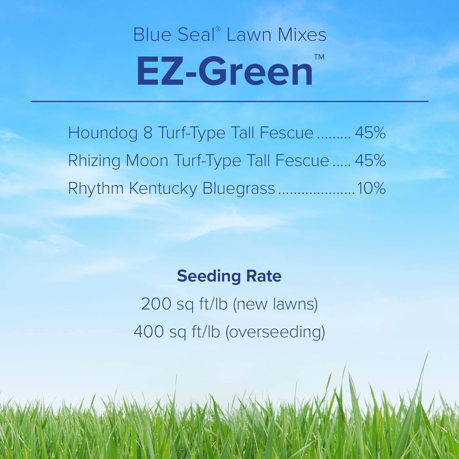 Blue Seal EZ Green Grass Seed  Césped de textura fina, se espesa rápidamente, semillas de césped de crecimiento rápido  Bolsa de 5 libras