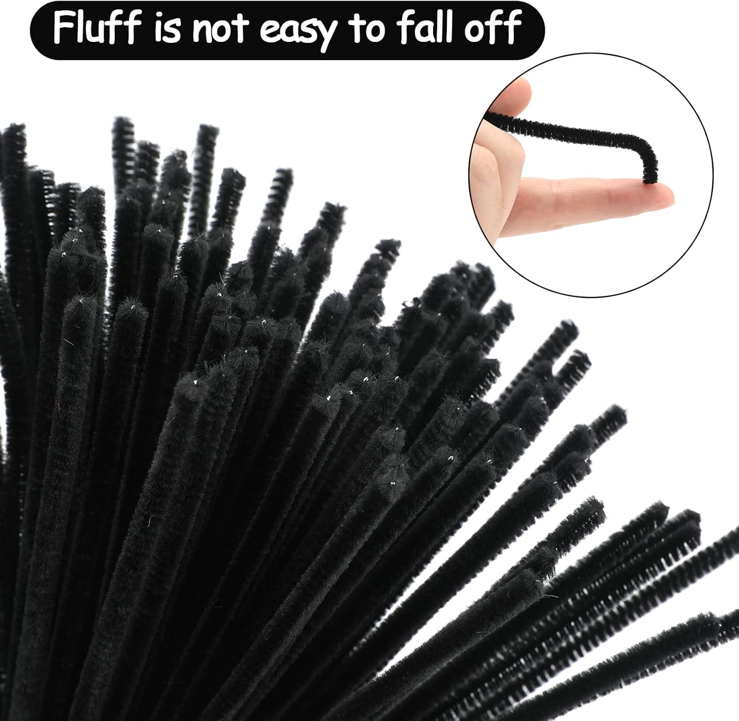 FirstKitchen Limpiadores de pipas para manualidades, 200 piezas de limpiador de tuberías negras para manualidades, 0.236 in x 12 pulgadas, tallos de