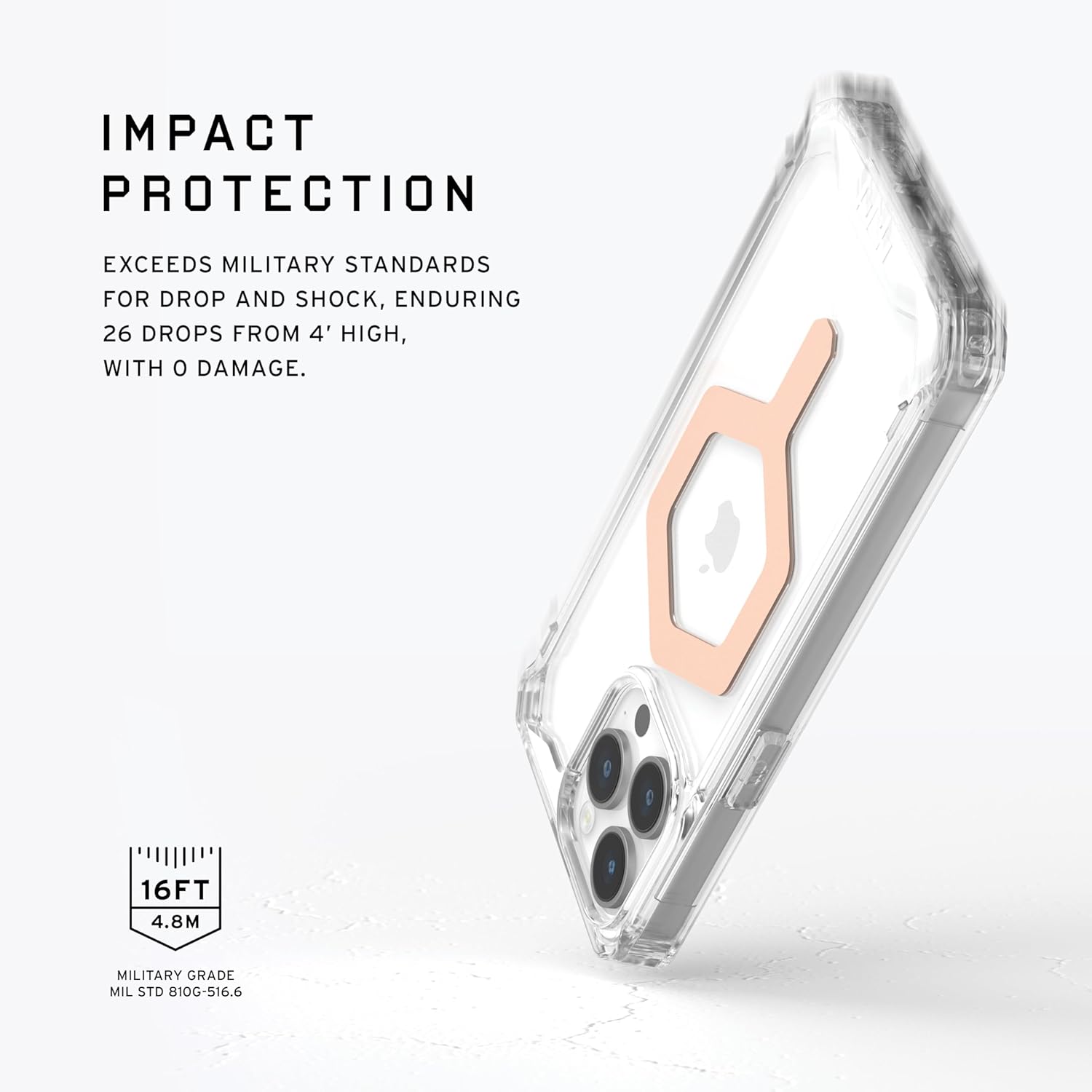 URBAN ARMOR GEAR UAG – Funda compatible con iPhone 15 Pro Max de 6.7 pulgadas Plyo Iceoro rosa con imán integrado compatible con carga MagSafe,