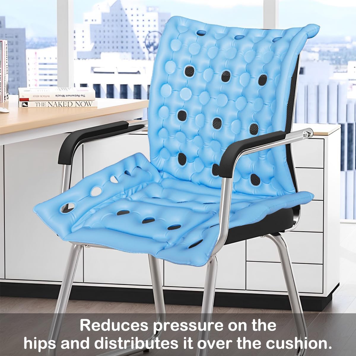 Cojín de asiento inflable, cojín portátil para asiento de viaje, cojín para silla de ruedas, respaldo transpirable, cojín de aire para úlceras por