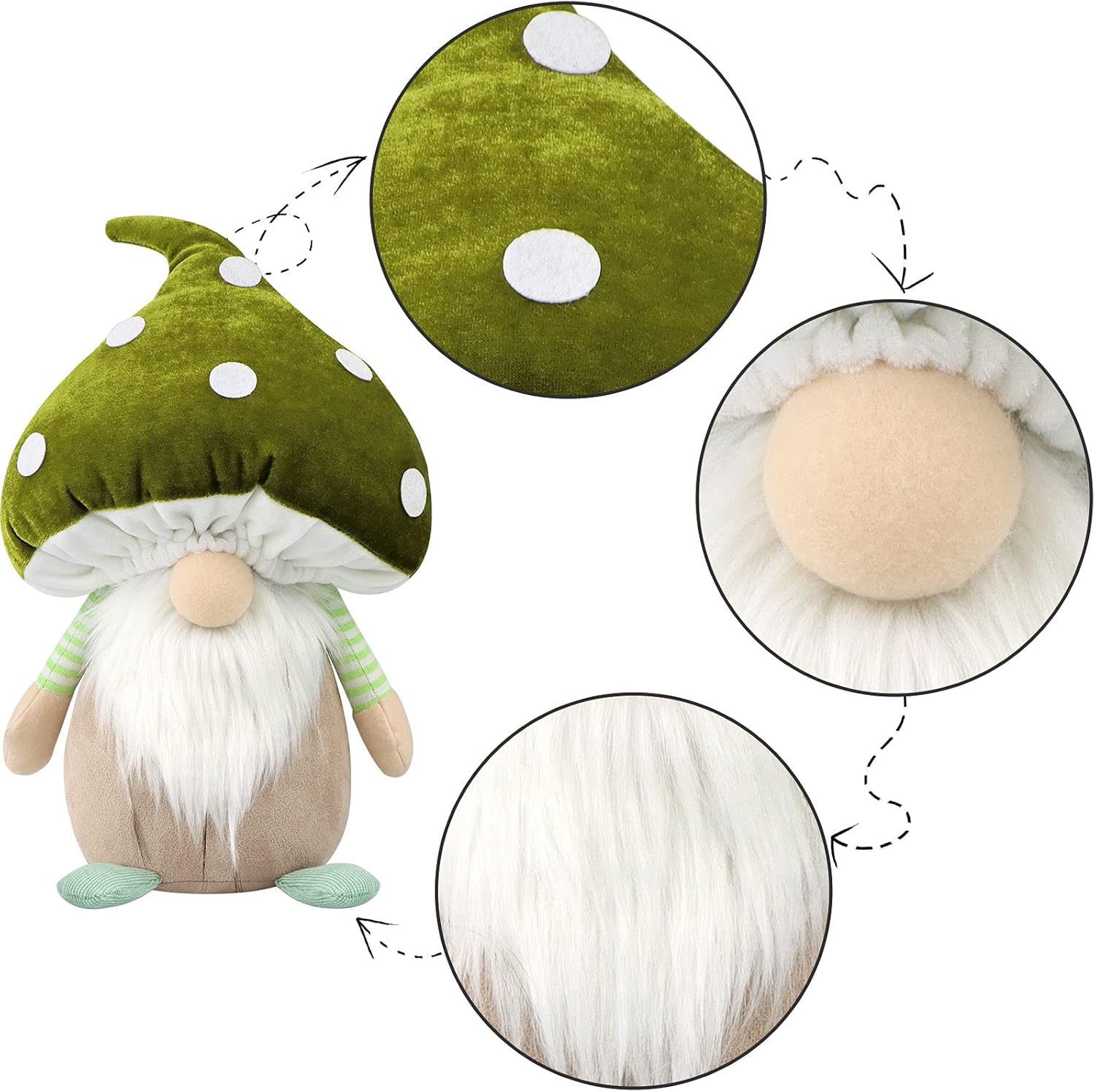Gehydy Peluche de gnomo de hongo, gran decoración de primavera, Pascua, regalo hecho a mano, Tomte escandinavo relleno para el hogar, cocina,