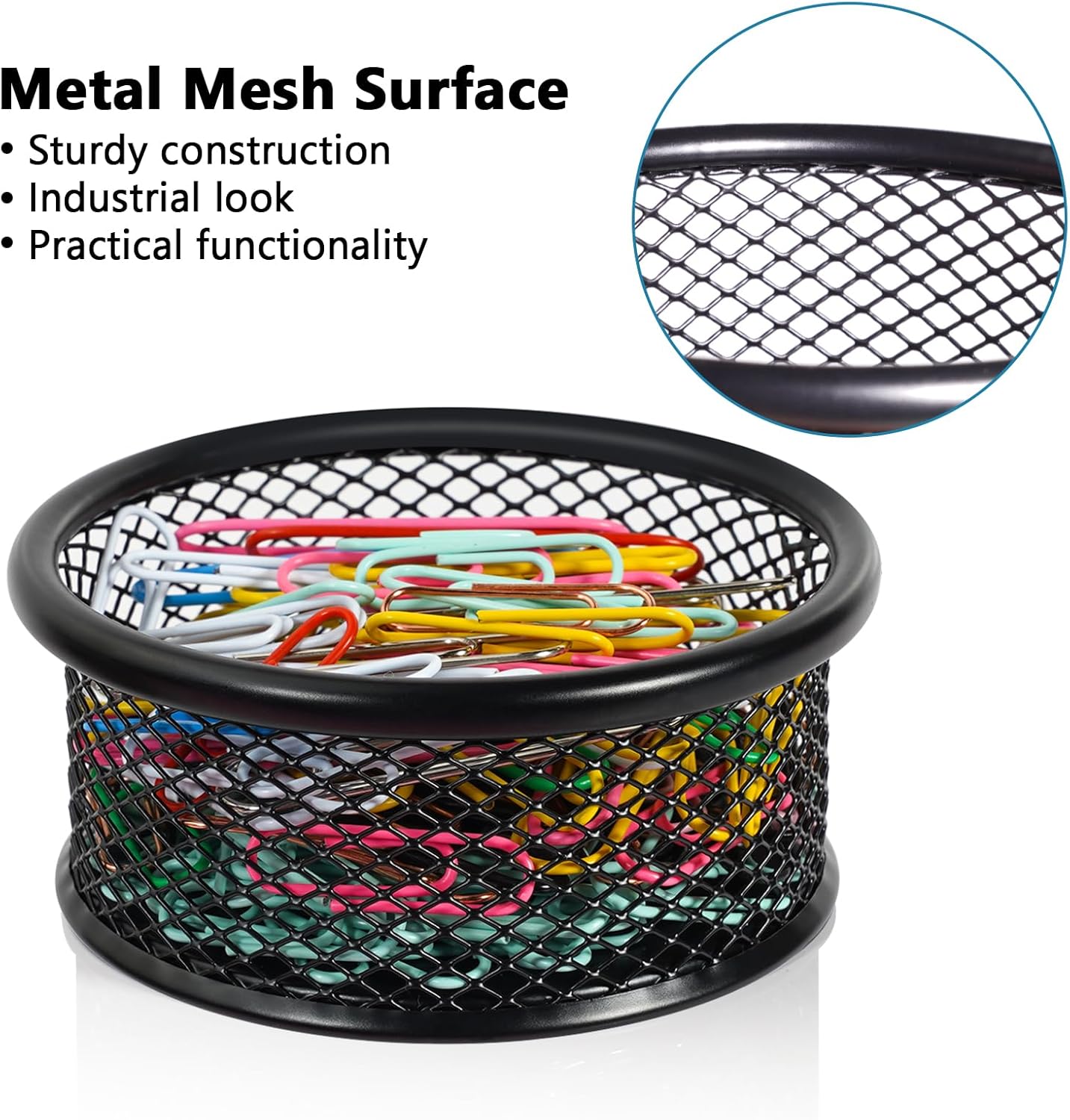 Soporte de clip de papel para escritorio, soportes de clip, soportes de malla para clips de papel de metal, organizador de clips de papel para