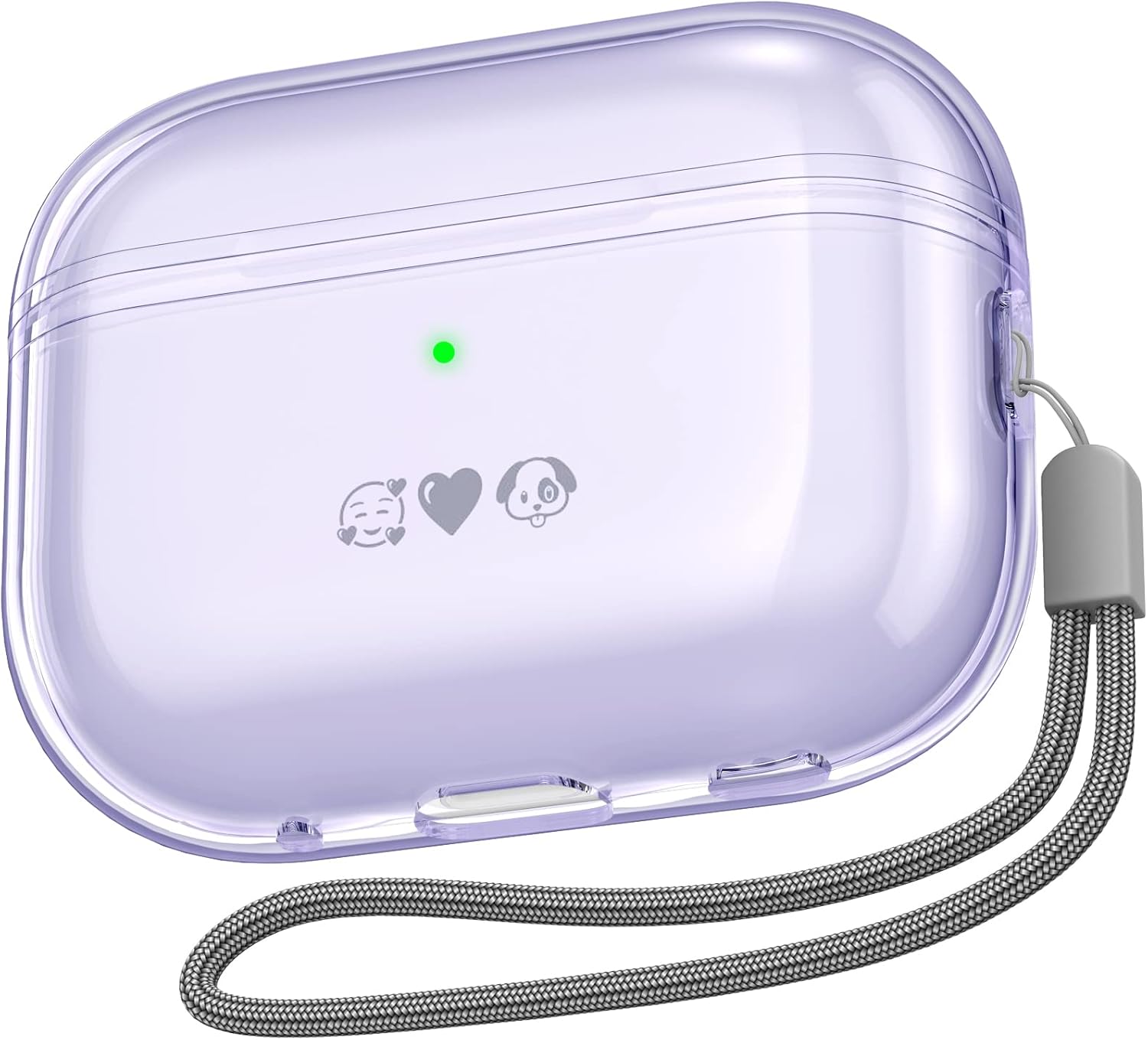 NIUTRENDZ AirPods Pro 2 Funda protectora de TPU suave con cordón LED frontal visible compatible con AirPods Pro de 2 generación 2022 (morado)