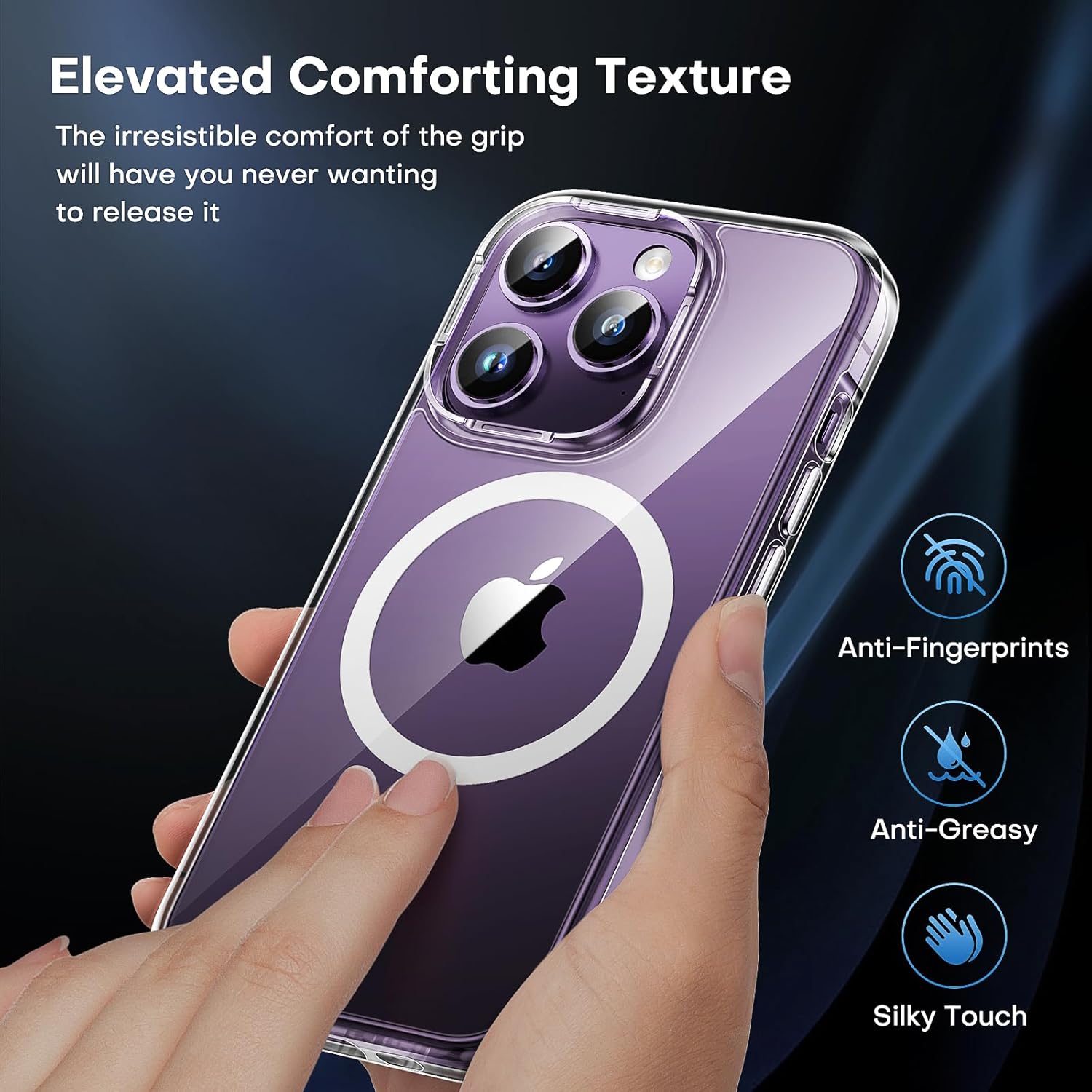 TOCOL Funda magnética transparente para iPhone 14 Pro, no amarillea, protección completa de la cámara, con 2 protectores de pantalla, compatible con