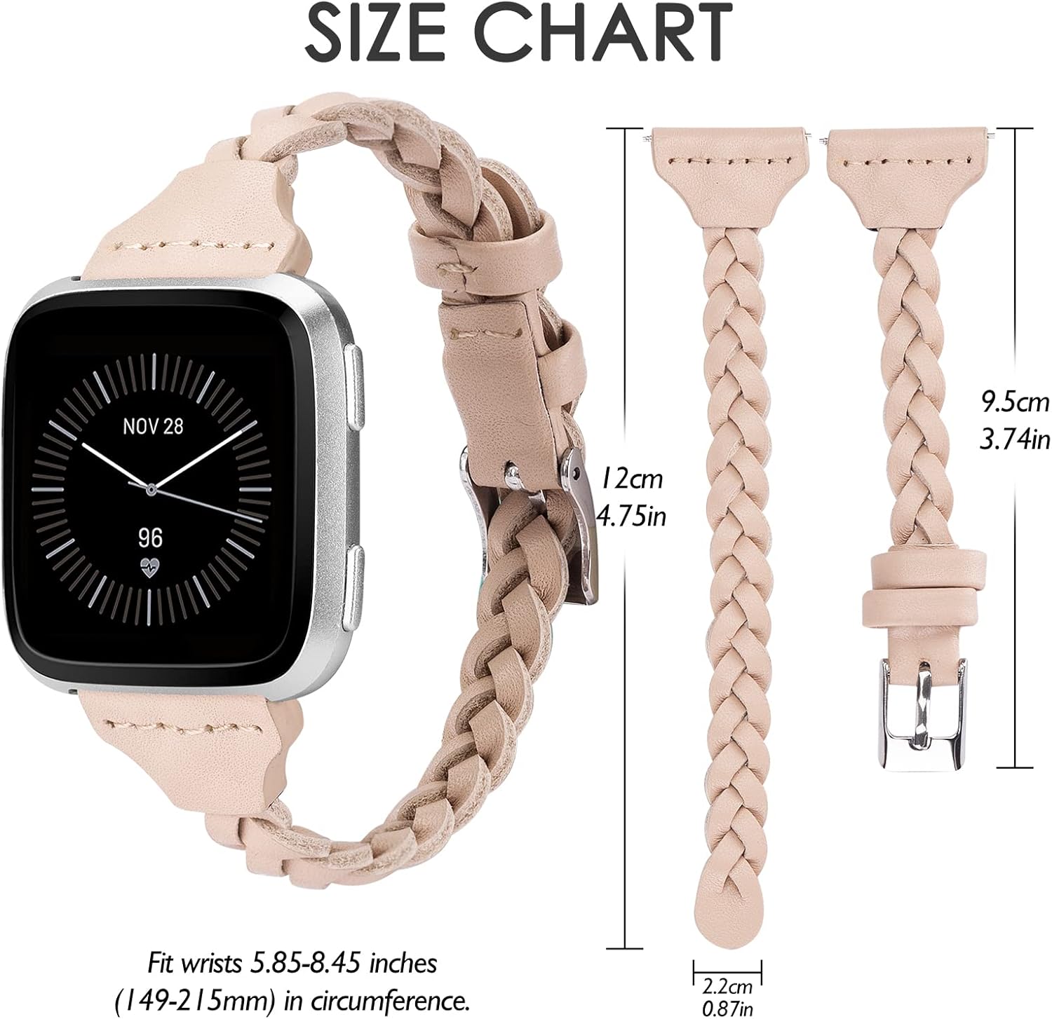 TOYOUTHS Correas de cuero compatibles con Fitbit VersaVersa 2Versa Lite y edición especial para mujeres y hombres, correa trenzada de repuesto para