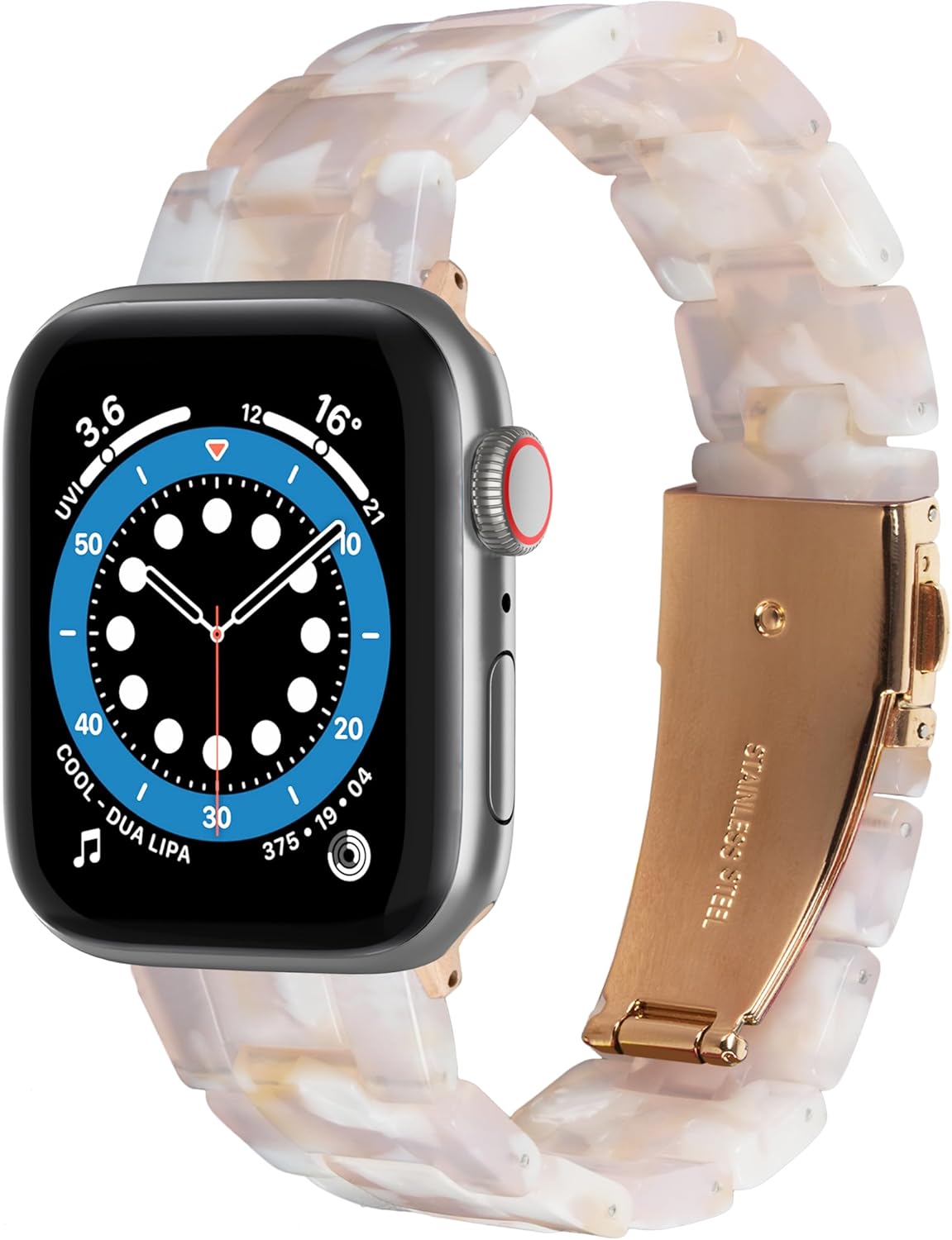 Correa de reloj de resina compatible con Apple Watch Band de 1.496 pulgadas, 1.575 pulgadas, 1.614 pulgadas, 1.654 pulgadas, 1.732 pulgadas, 1.772