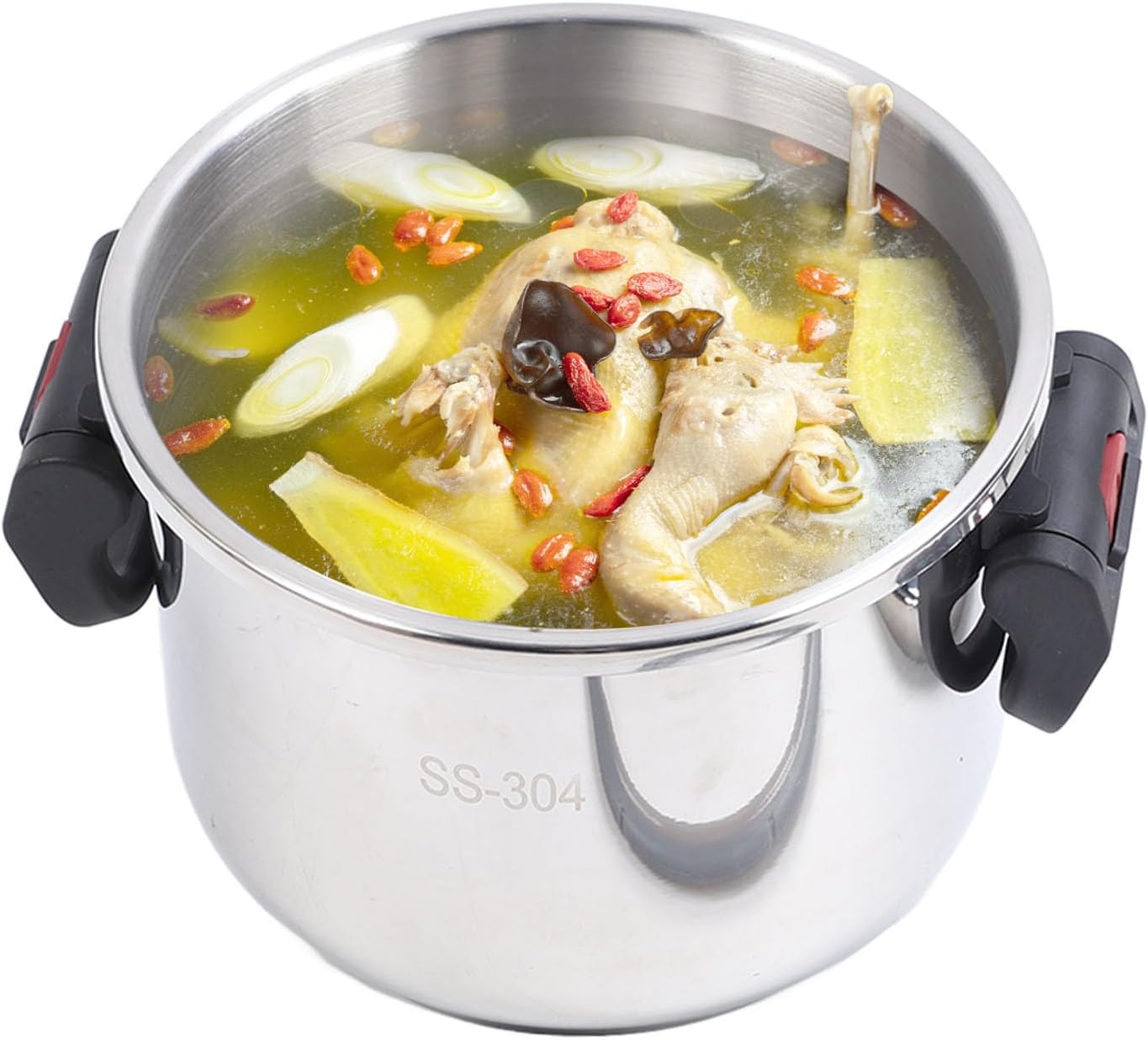 Olla de cocción a presión, mango plegable, olla de cocción a presión de inducción para cocina llama abierta (6.5L)