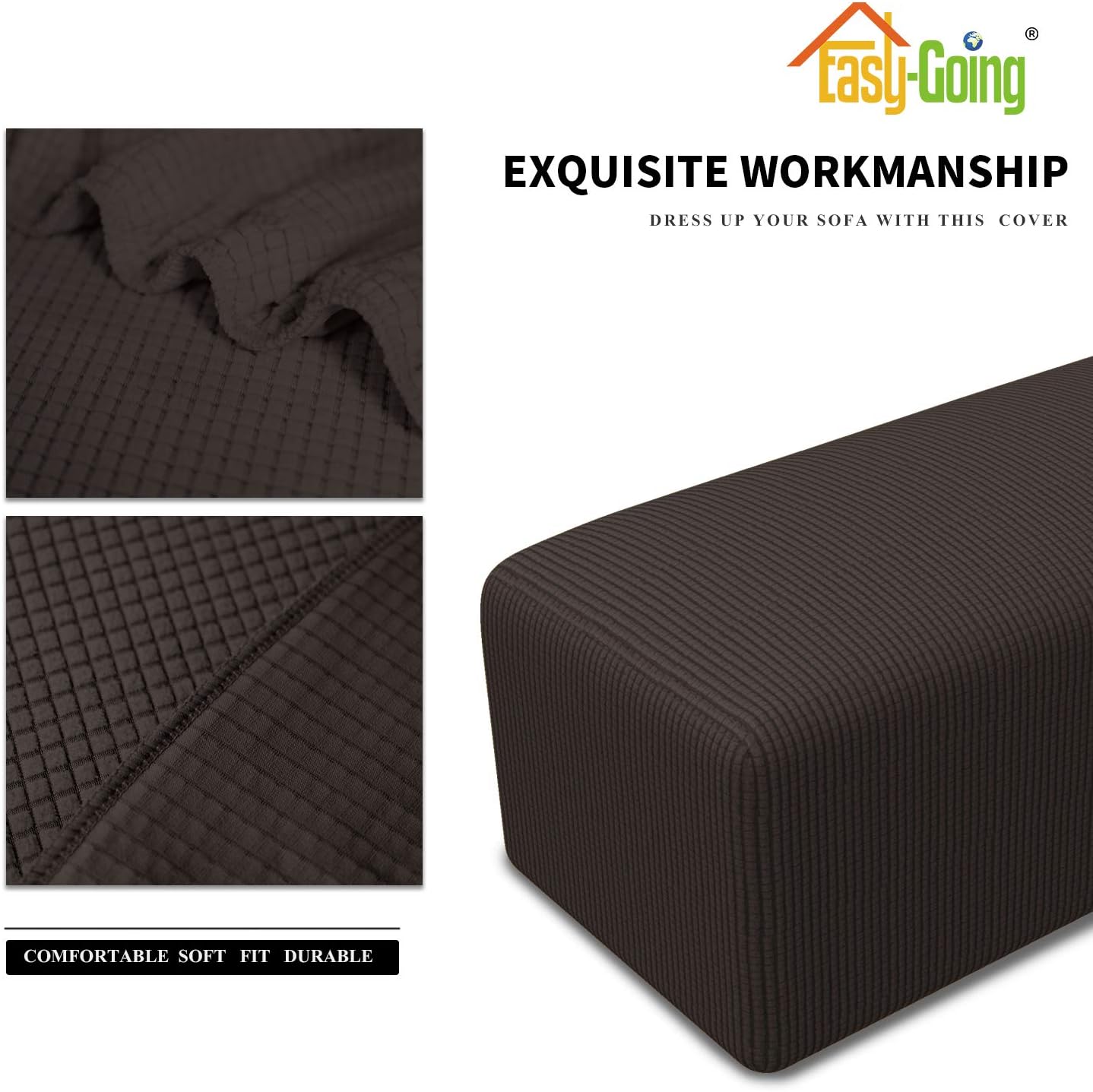 Easy-Going – Funda elástica para taburete otomano, funda protectora para muebles, funda rectangular con parte inferior elástica