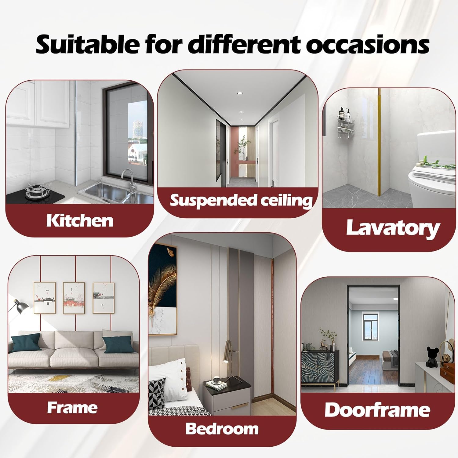 Moldura de pared para despegar y pegar, tiras decorativas plegables flexibles de 33 x 0.8 pulgadas para pared, muebles, moldura autoadhesiva