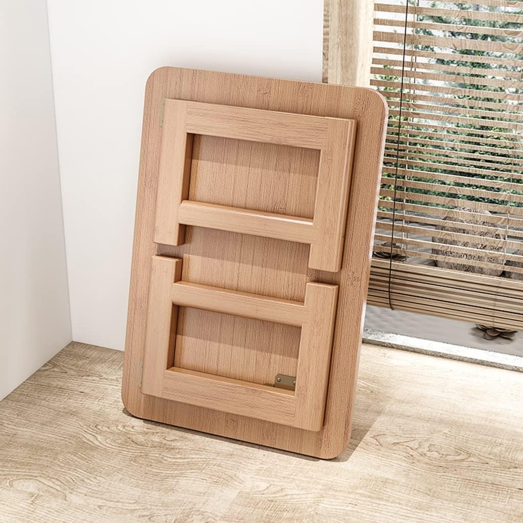 GUINJO Mesa de centro plegable rústica, mesa central de bambú para sala de estar, mesa de té de madera maciza de granja industrial (color madera,