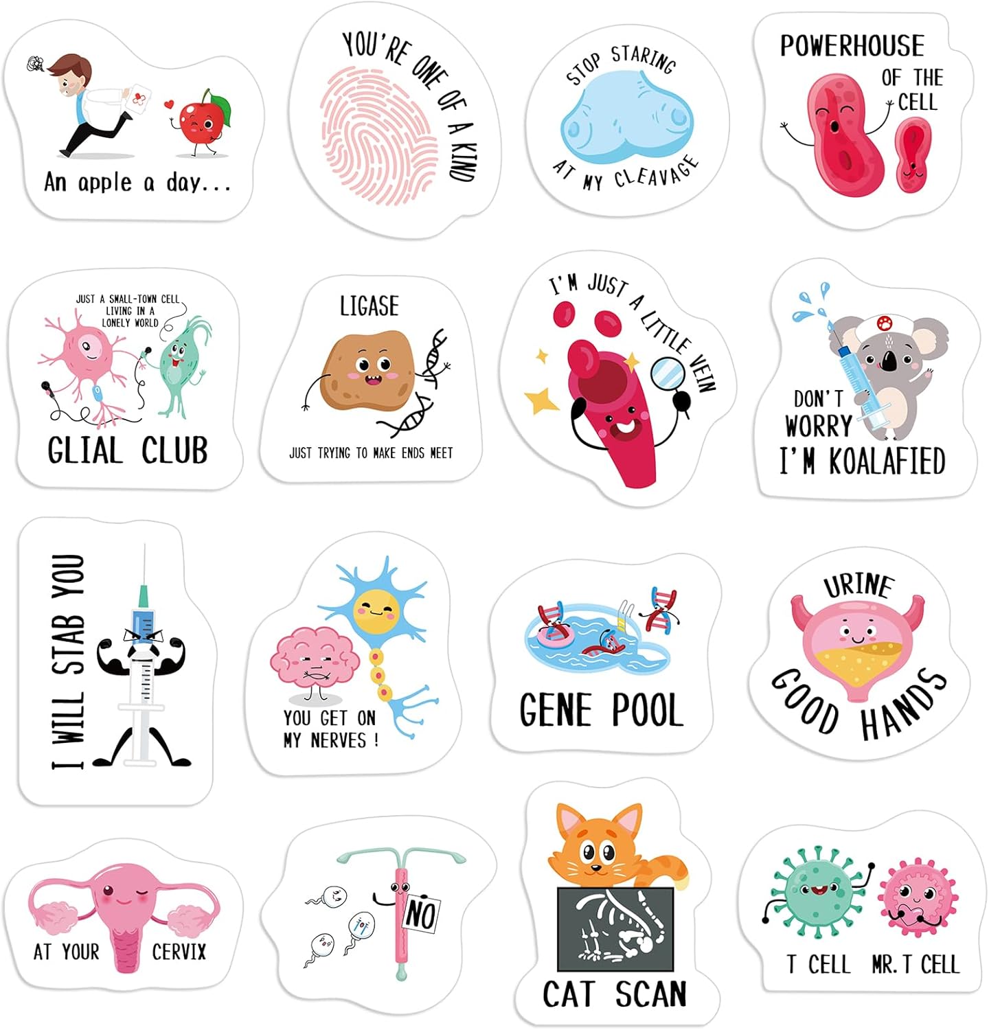 400 calcomanías de enfermería, divertidas calcomanías de juego de palabras para enfermeras, calcomanías temáticas médicas, calcomanías para