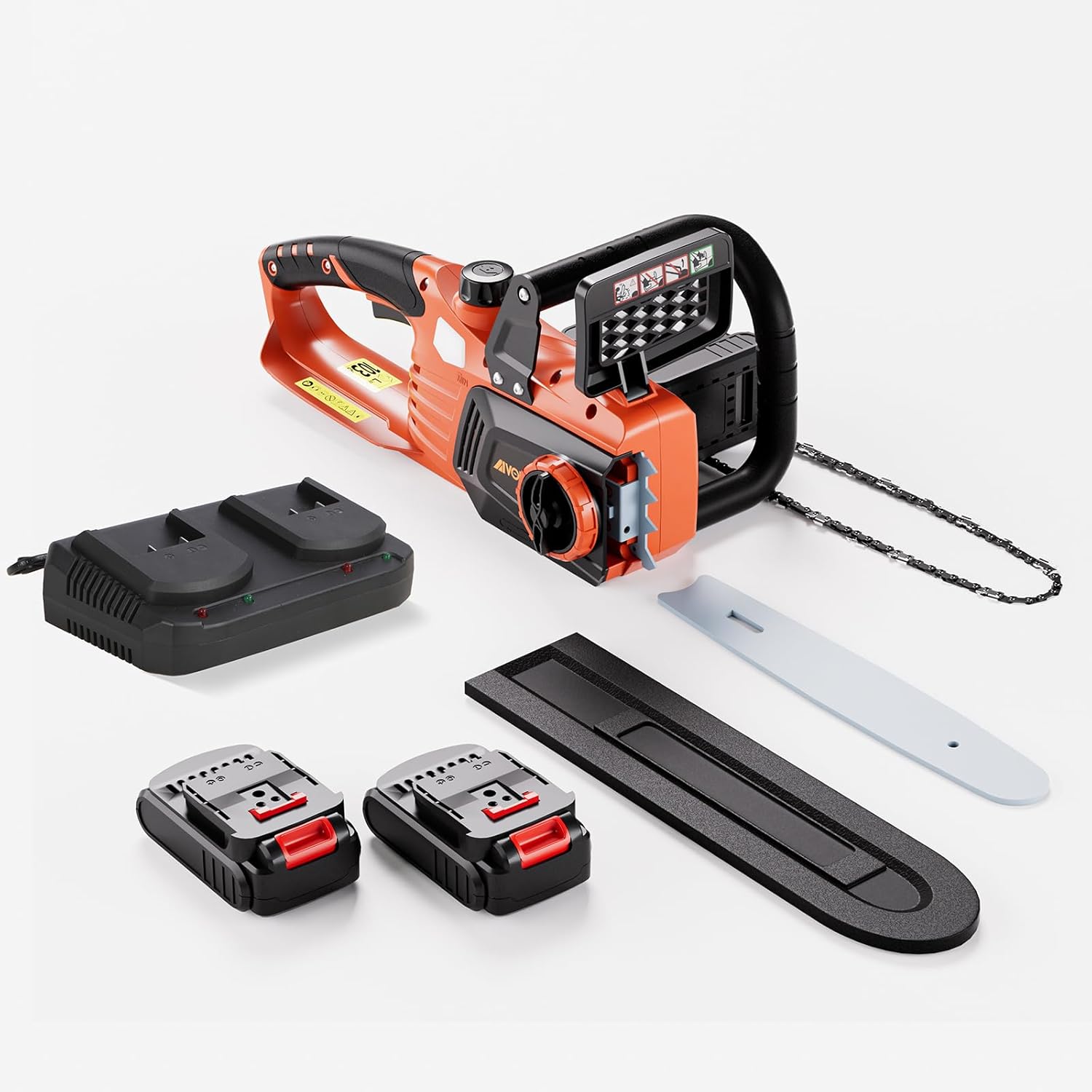 AIVOLT Motosierra inalámbrica de 40 V y 12 pulgadas con batería sin escobillas con tensión de cadena sin herramientas para tala de árboles, poda y