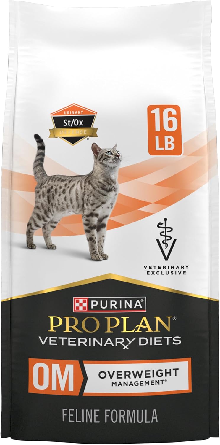Purina Pro Plan Veterinary Diets OM – Alimento seco para gatos con fórmula felina para control de sobrepeso, bolsa de 16 libras
