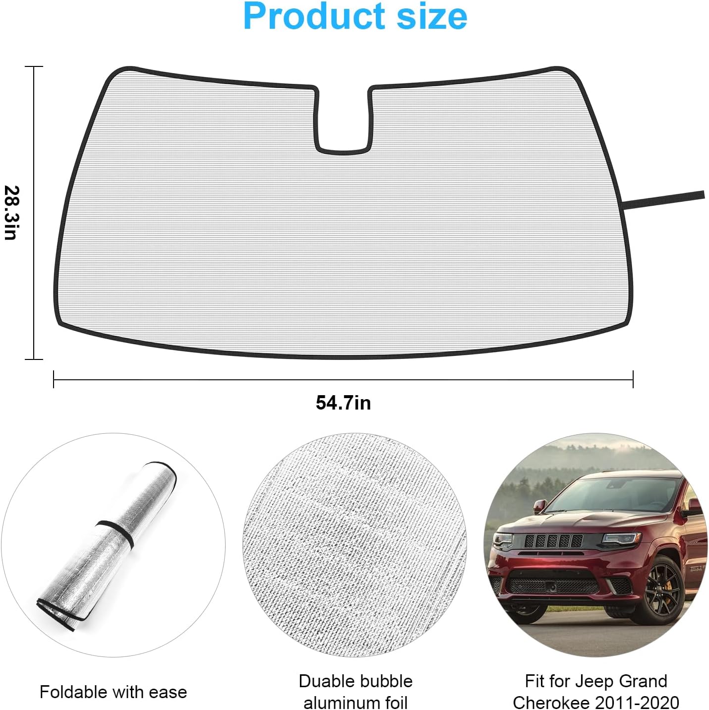 RT-TCZ Parasol para parabrisas Grand Cherokee, visera de ventana delantera para Jeep Grand Cherokee 2011-2020