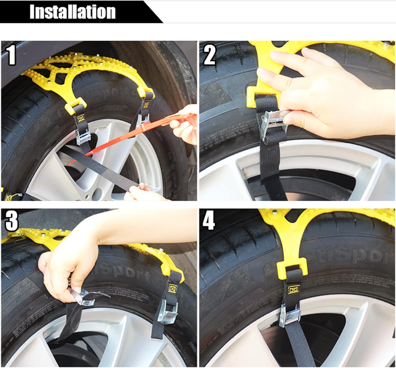 6 cadenas de nieve invisibles para coche, antideslizantes, para neumáticos de barro, cinturón antideslizante para cocheSUVcamión, hebilla para todas