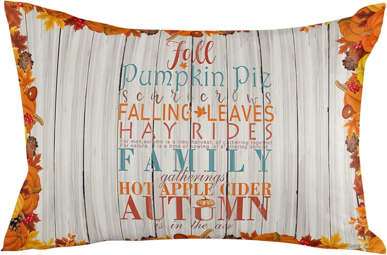 applebless 2 Packs Throw Pillow Covers Rectangle 20″ x 12″, Pumpkin Autumn Thanksgiving Waterproof Couch Cushion Cover for Sofa Bedroom Living Room