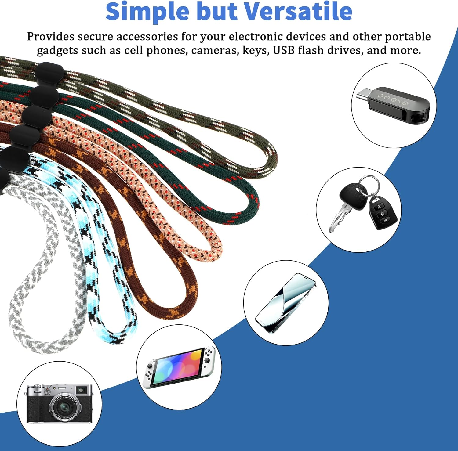 10 cordones USB, correa de muñeca para teléfono celular, correa de muñeca para unidad flash, cordón de muñeca para teléfono, cordón ajustable para