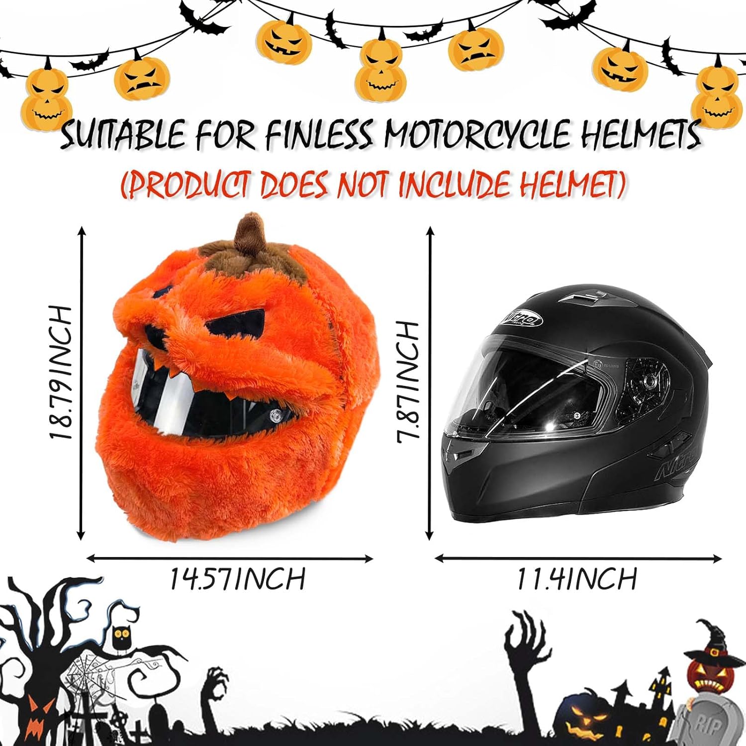 Cubierta de casco de motocicleta de calabaza de Halloween, cubierta de casco de motocicleta de Navidad, cubierta de casco de calabaza, accesorios de