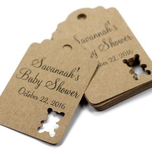 Custom Teddy Bear Tags for Baby Shower (Set of 12) (Kraft Brown) Custom Teddy Bear Tags for Baby Shower (Set of 12) (Kraft Brown)