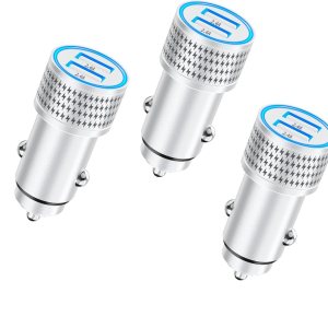 Cargador de coche de carga rápida, paquete de 3 cargadores rápidos de 4.8 A, de doble puerto, aleación de aluminio, encendedor de cigarrillos, Cargador de coche de carga rápida, paquete de 3 cargadores rápidos de 4.8 A, de doble puerto, aleación de aluminio, encendedor de cigarrillos,