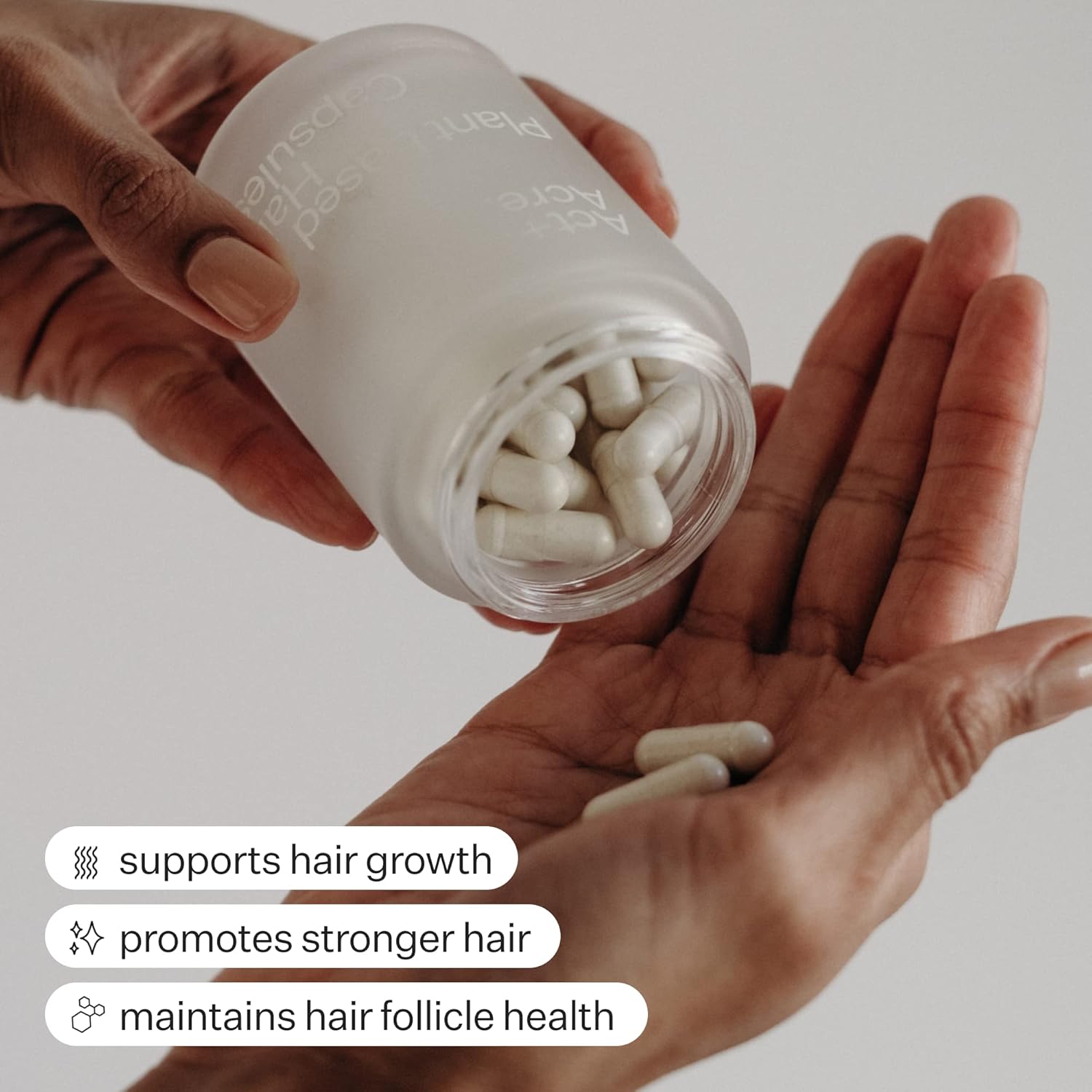 Act+Acre – Suero de células madre procesadas en frío y cápsulas de cabello grueso y completo, promueve un cabello más grueso y de aspecto más